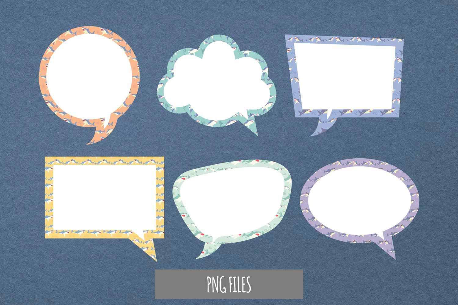 Vintage Shark Seamless Pattern Speech Bubble product image 1