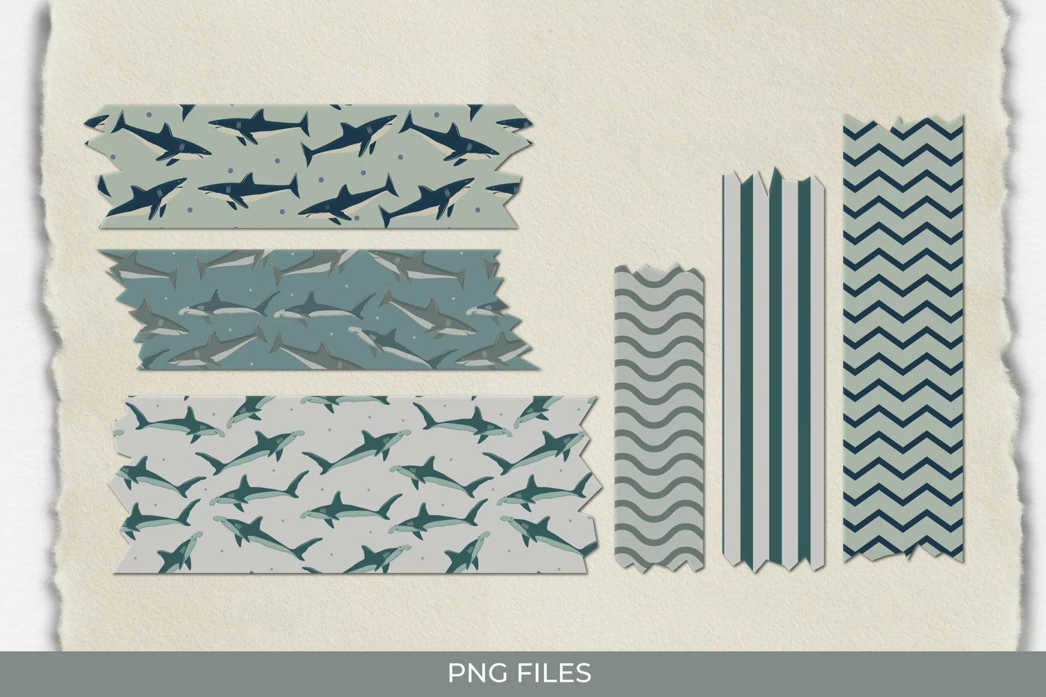 Vintage Shark Seamless Pattern Tape product image 1