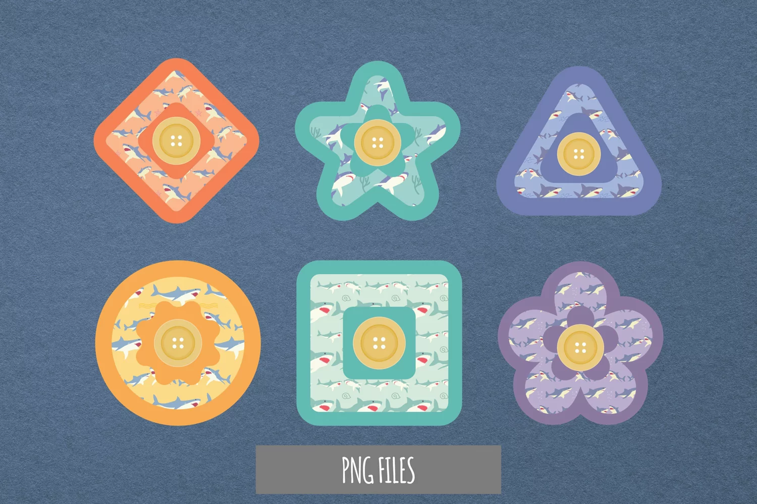 Vintage Shark Seamless Pattern Button product image 1