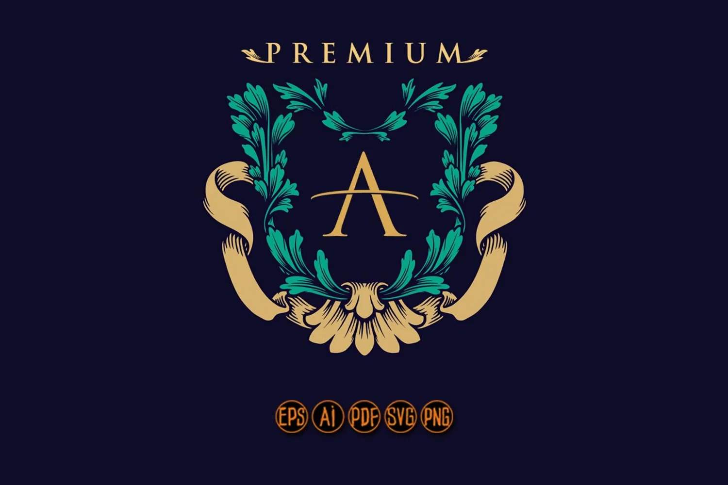 Vintage Shield Frame Leaf Premium Ribbon product image 1