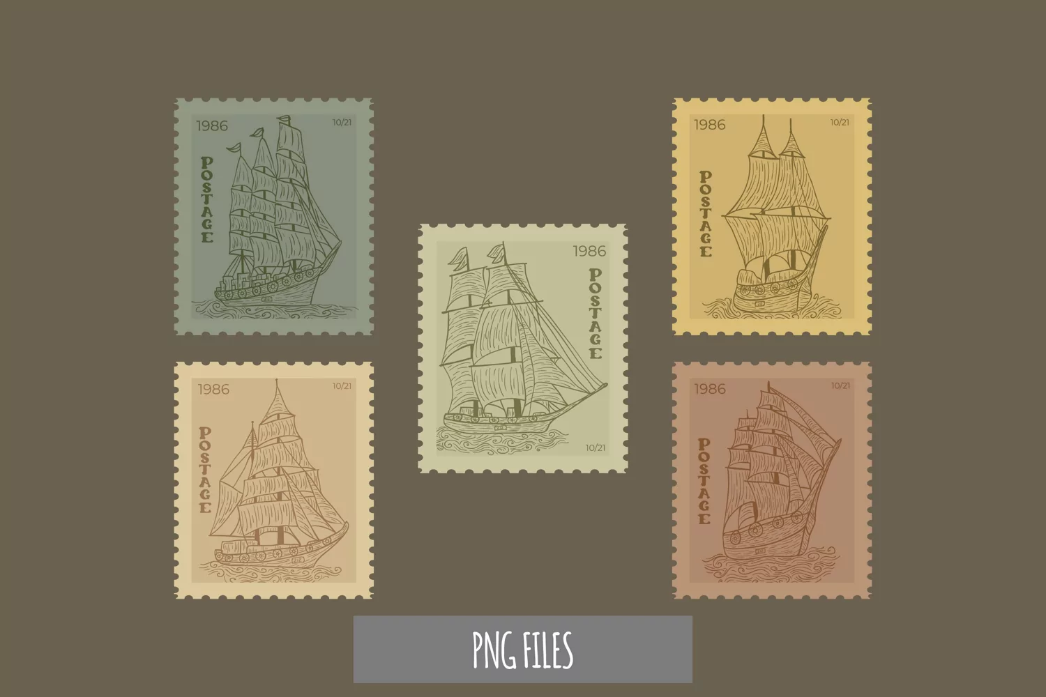 Vintage Ship Postage Clipart - Scrapbook Embellishment product image 1