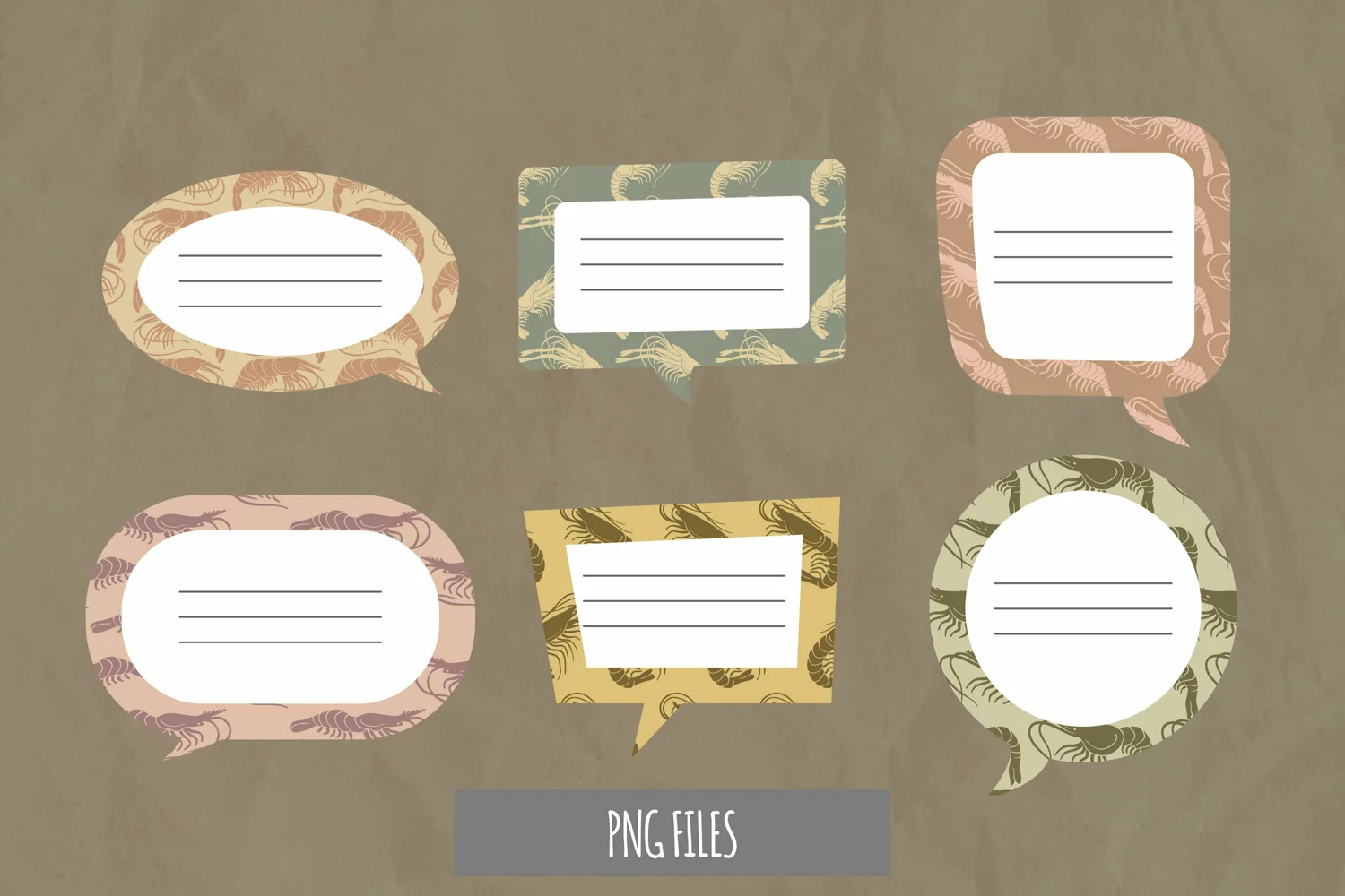 Vintage Shrimp Seamless Pattern Speech Bubble product image 1