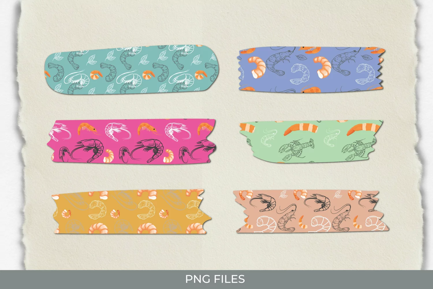 Vintage Shrimp Seamless Pattern Tape product image 1