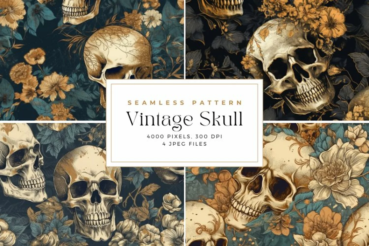 4 Vintage Skull Pattern Background product image 1
