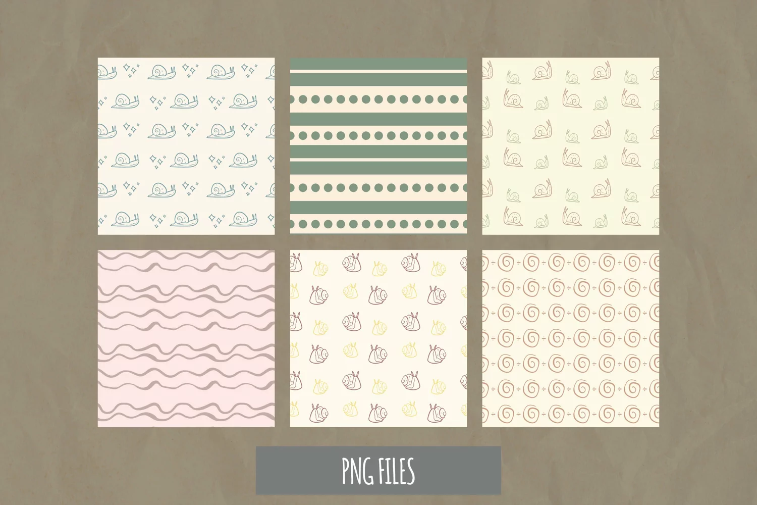 Vintage Snail Seamless Pattern Paper Pack product image 1