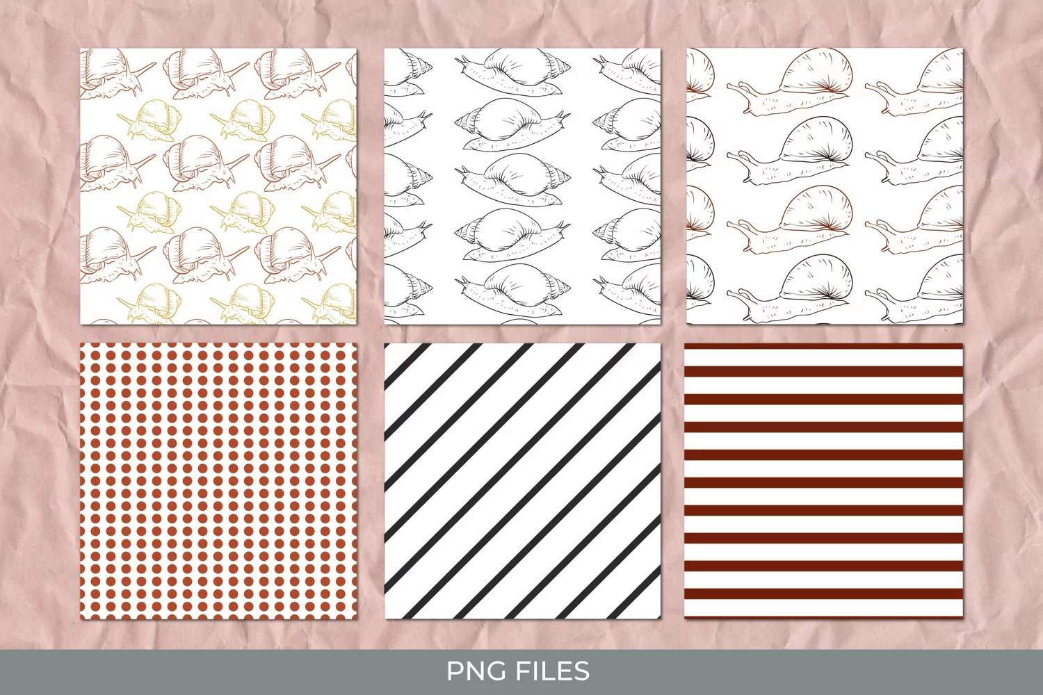 Vintage Snail Seamless Pattern Paper Packs product image 1