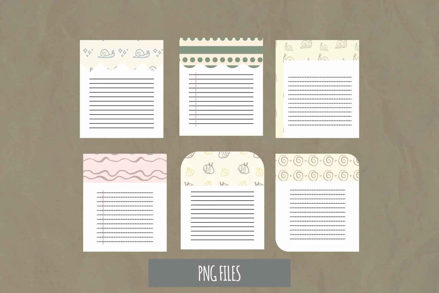 Vintage Snail Seamless Pattern Shaped Journaling Page product image 1