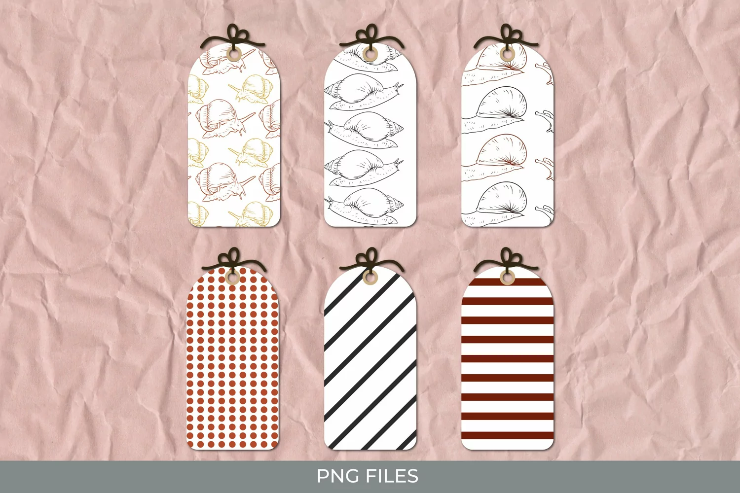 Vintage Snail Seamless Pattern Shaped Tags product image 1