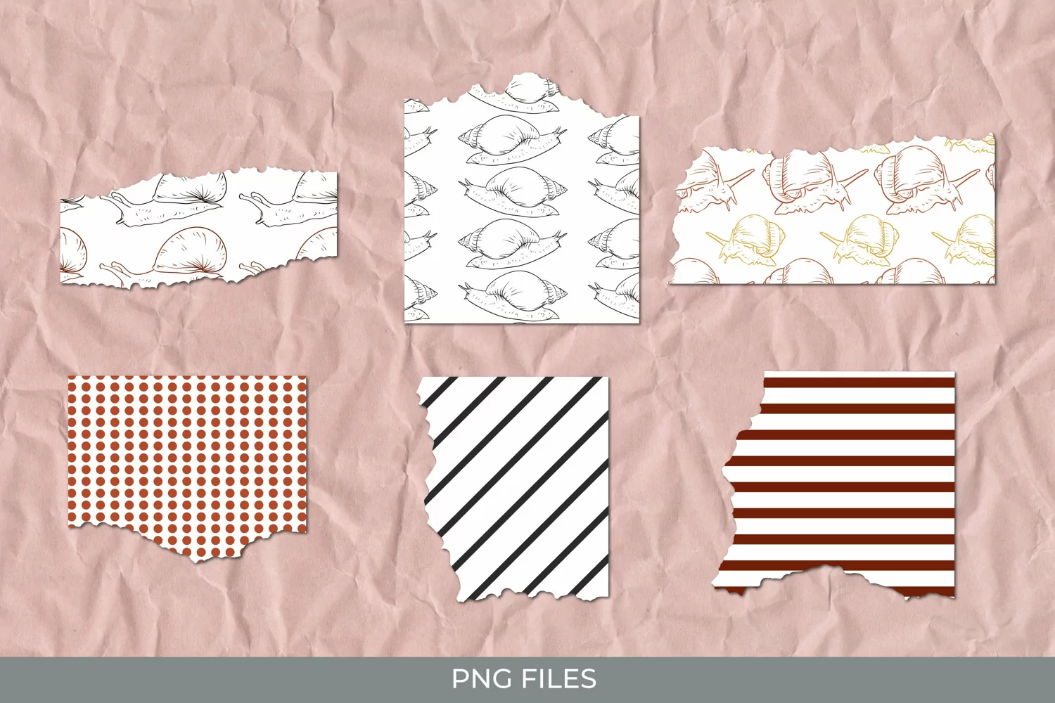 Vintage Snail Seamless Pattern Torn Paper product image 1