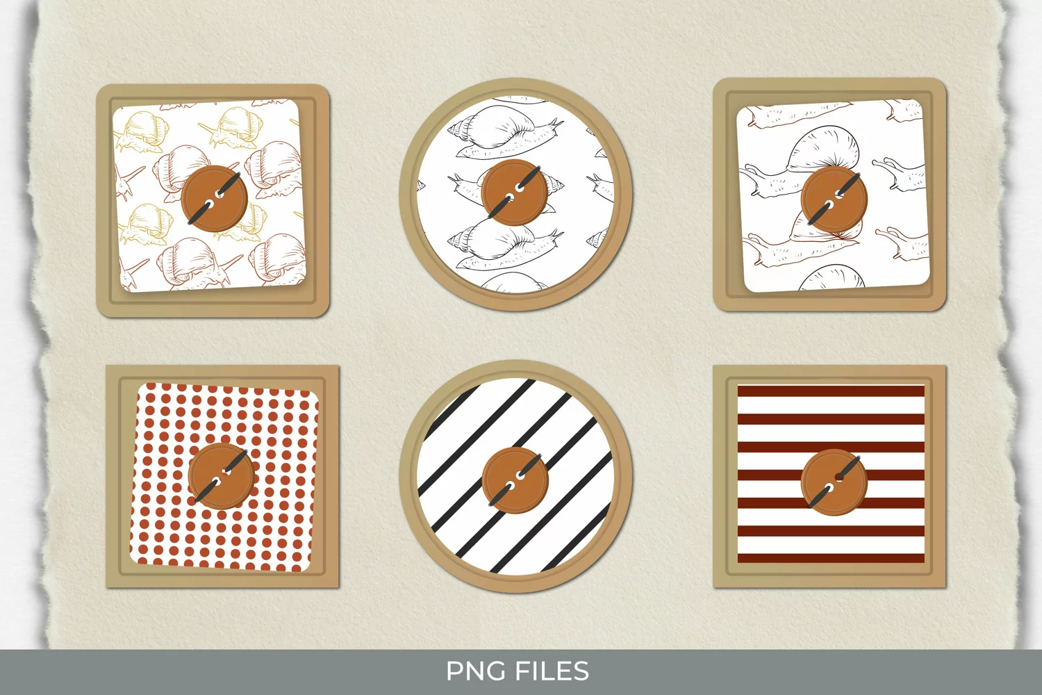 Vintage Snail Seamless Pattern with Buttons product image 1