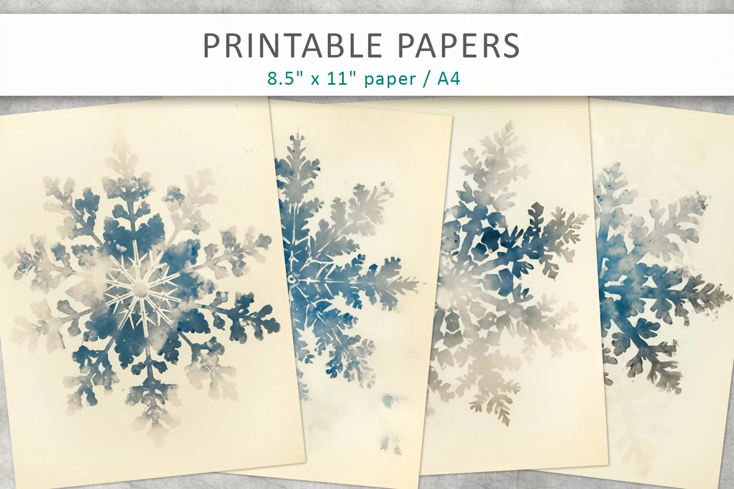 Snowflakes Junk Journal, digital paper product image 1