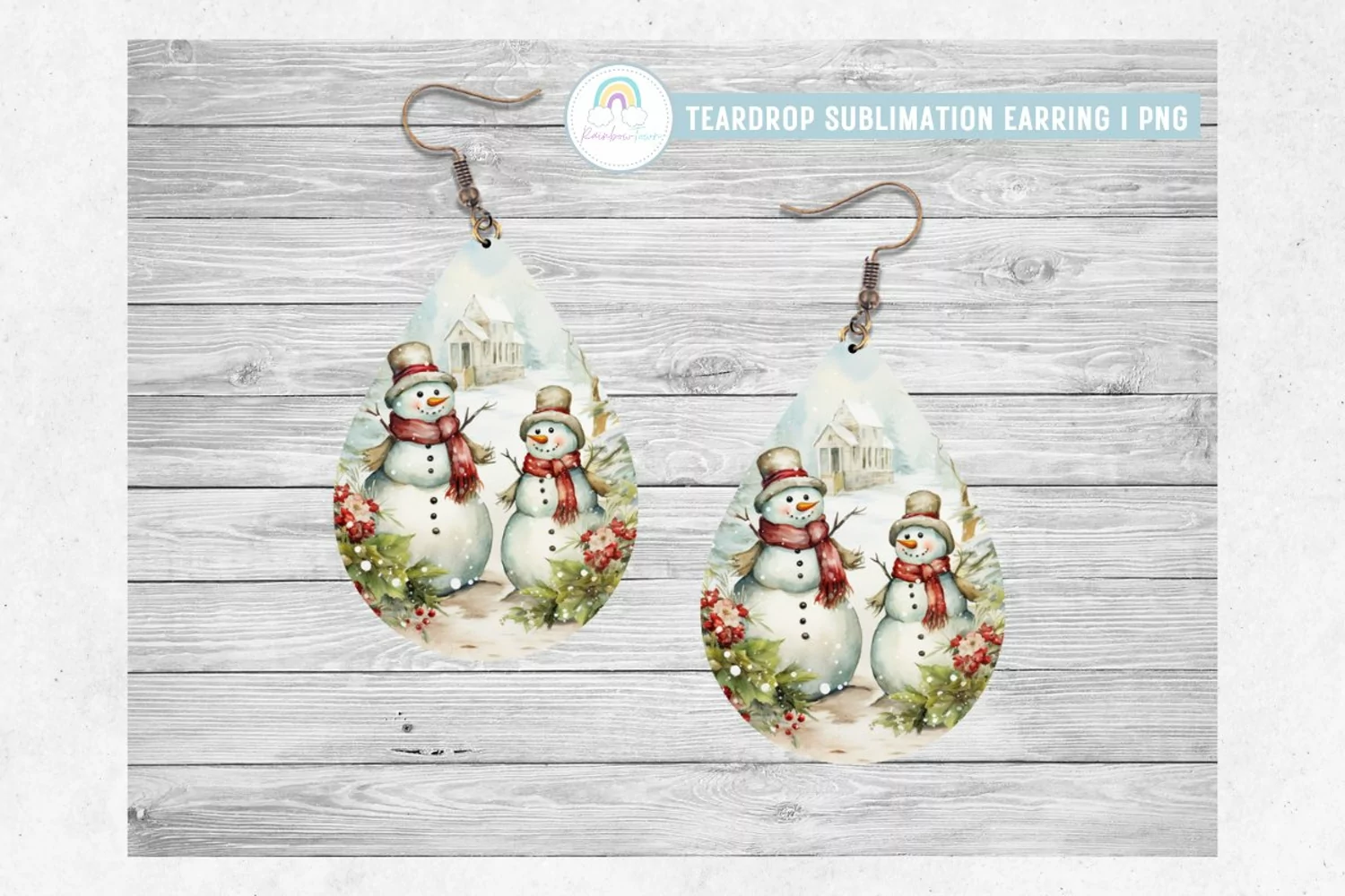 Vintage Christmas Snowman Sublimation Earrings product image 1