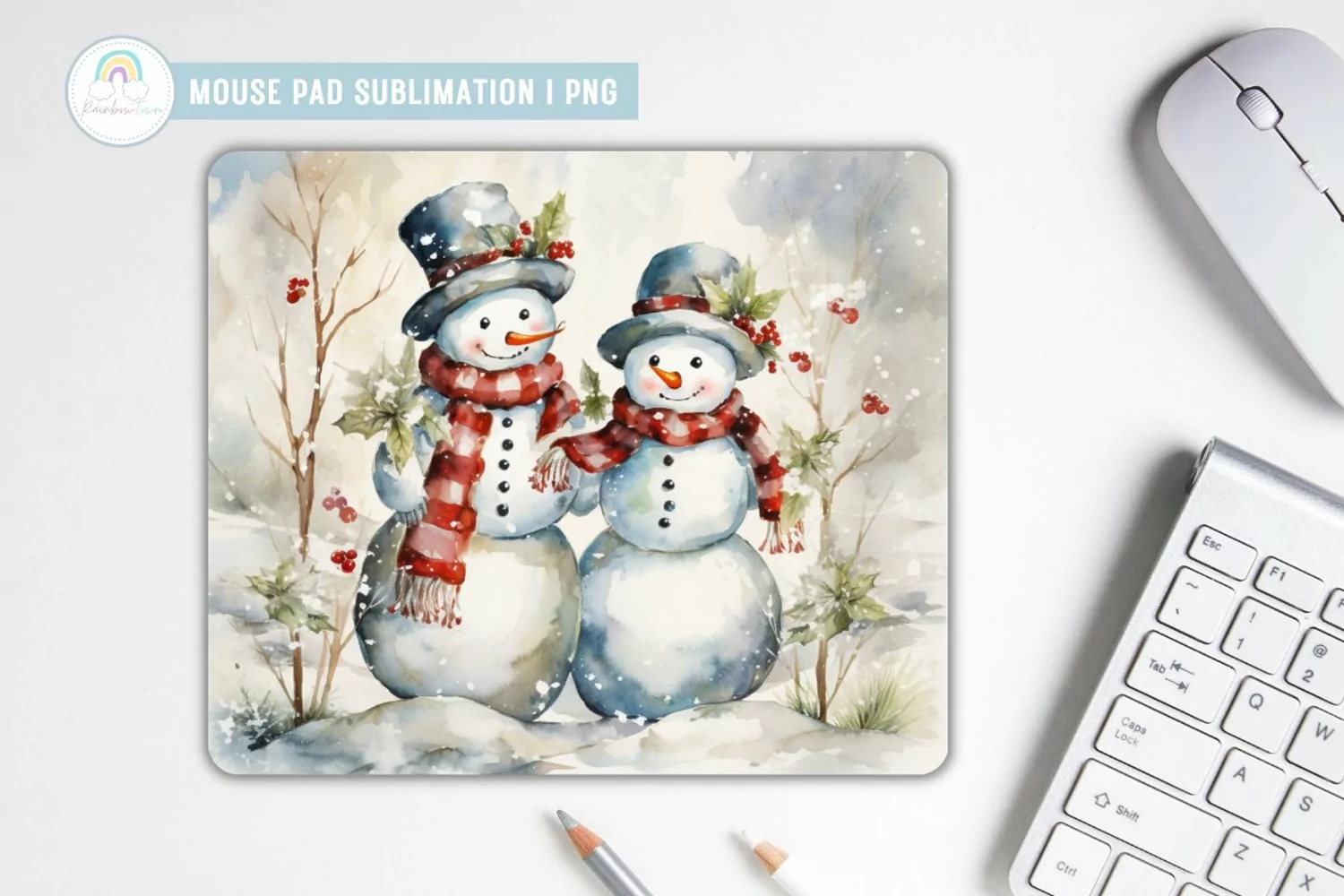 Vintage Snowman Mouse Pad Sublimation PNG product image 1