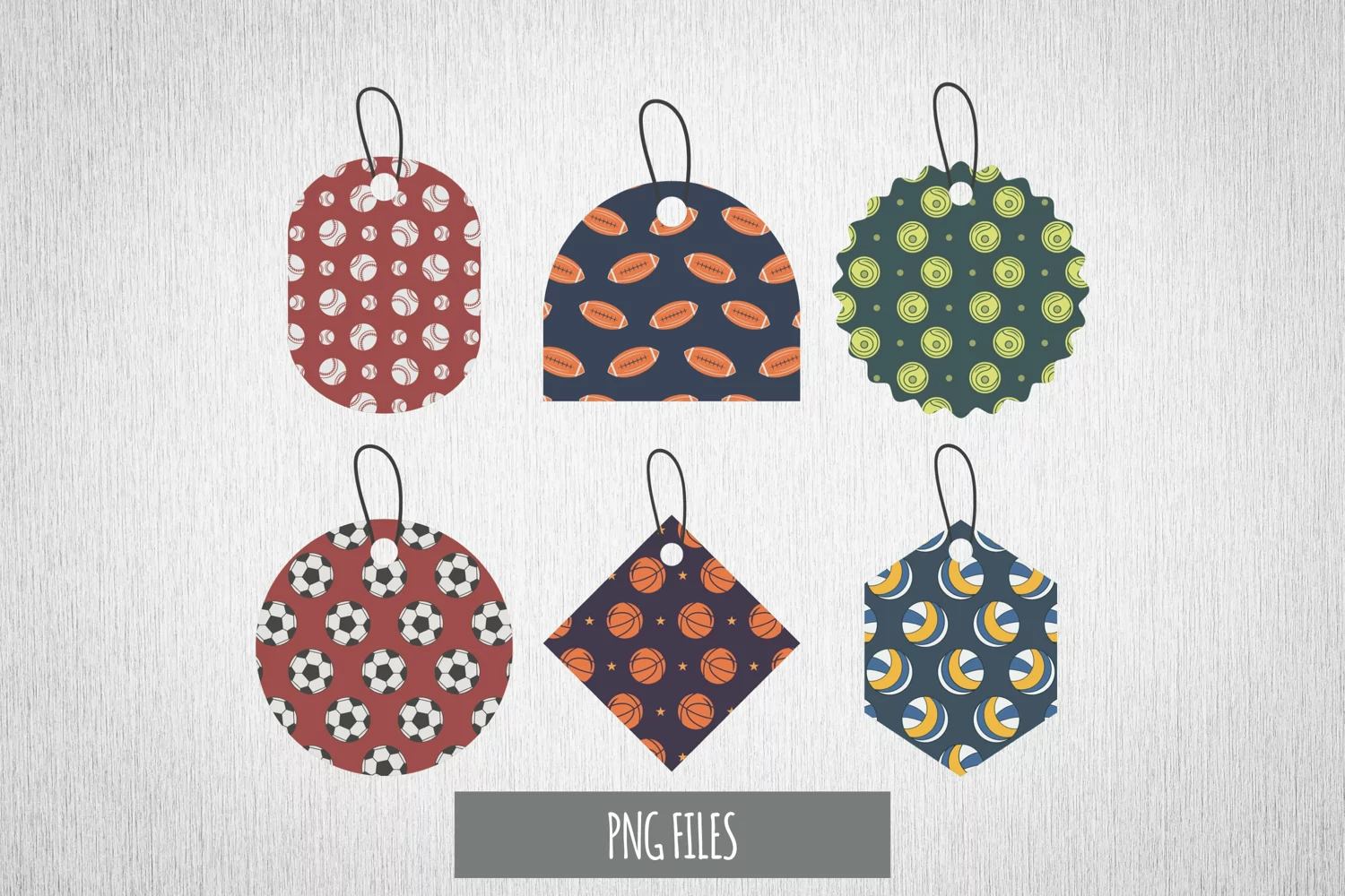 Vintage Sport Ball Seamless Pattern Shaped Tags product image 1