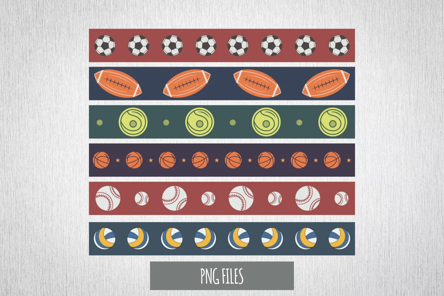 Vintage Sport Ball Seamless Pattern Strips product image 1