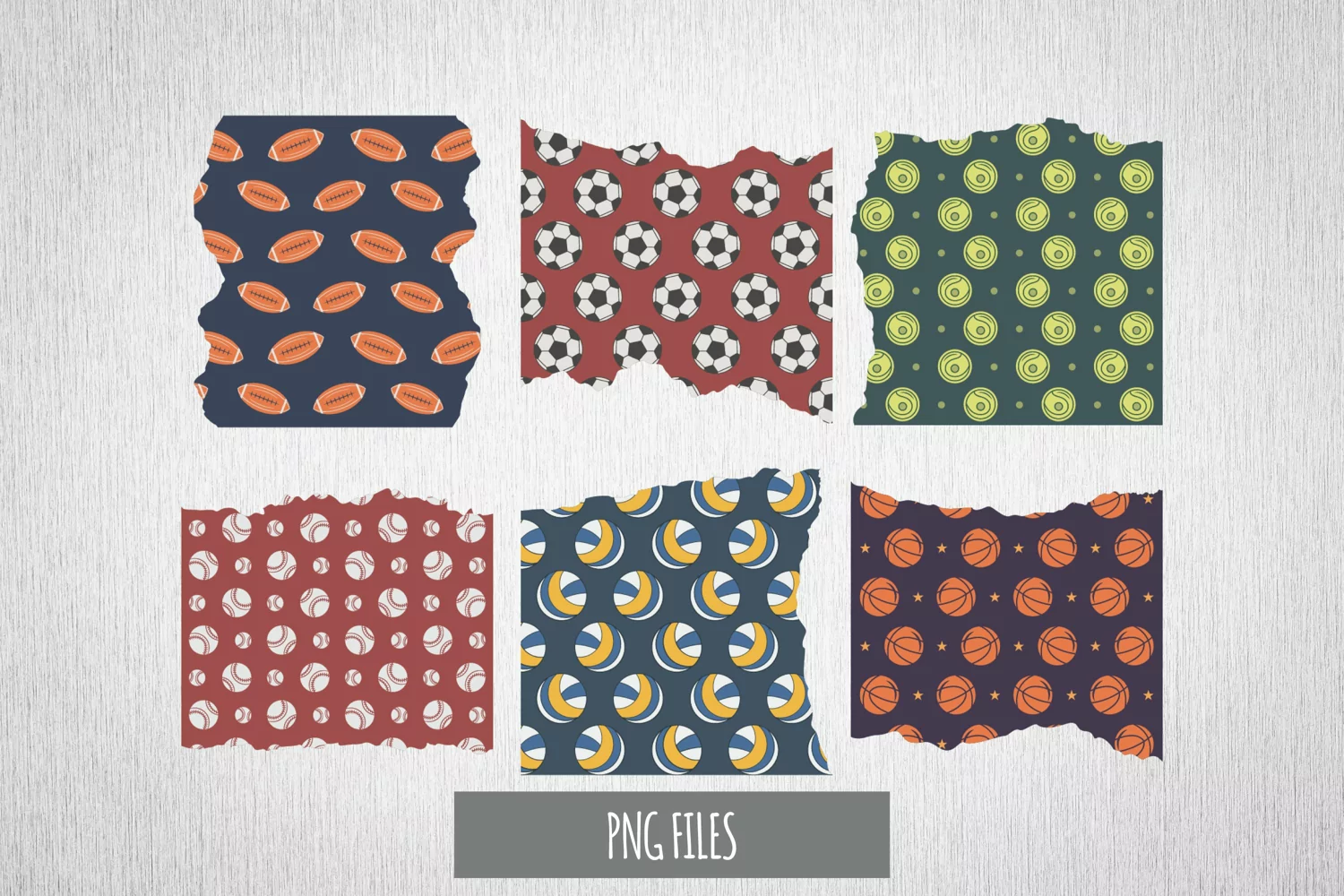 Vintage Sport Ball Seamless Pattern Torn Paper product image 1