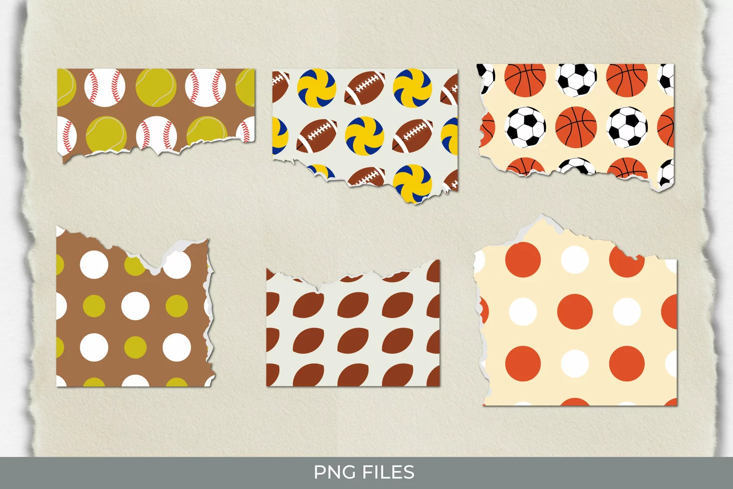 Vintage Sport Ball Seamless Pattern Torn Paper product image 1