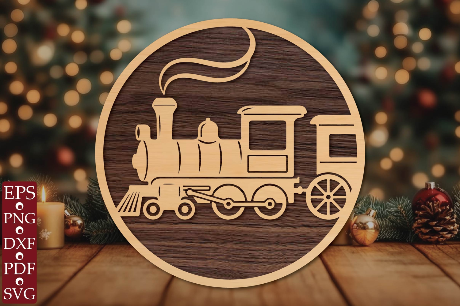 Vintage Steam Train Round Sign SVG product image 1