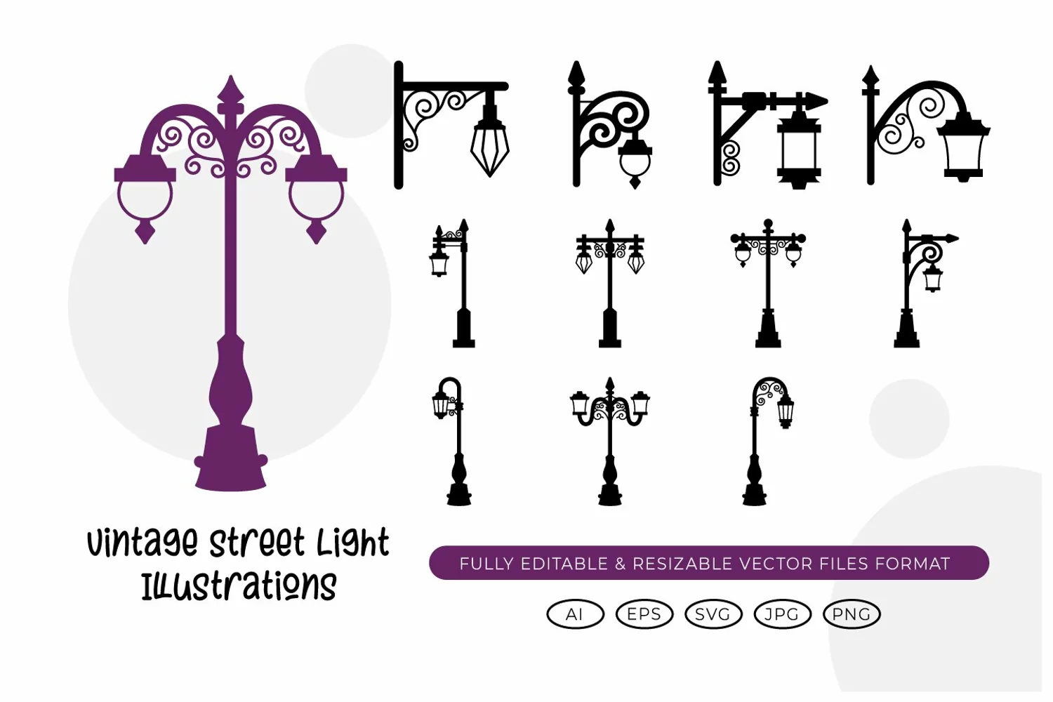 Vintage Street Light Illustrations product image 1