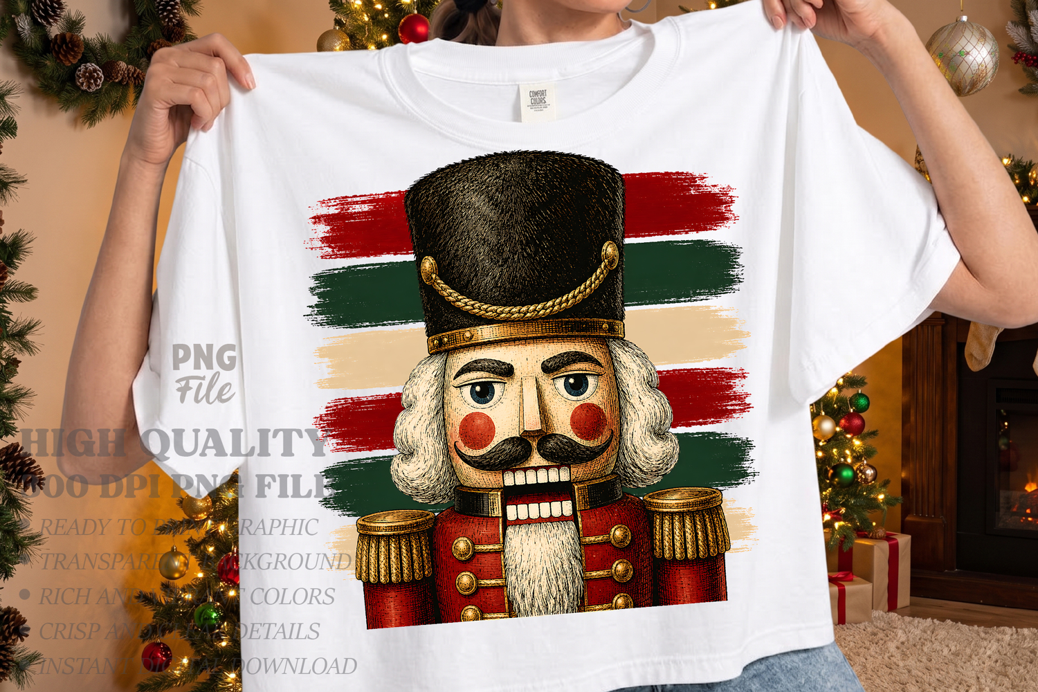 Vintage Stripes Nutcracker Xmas PNG, Christmas Nutcracker product image 1