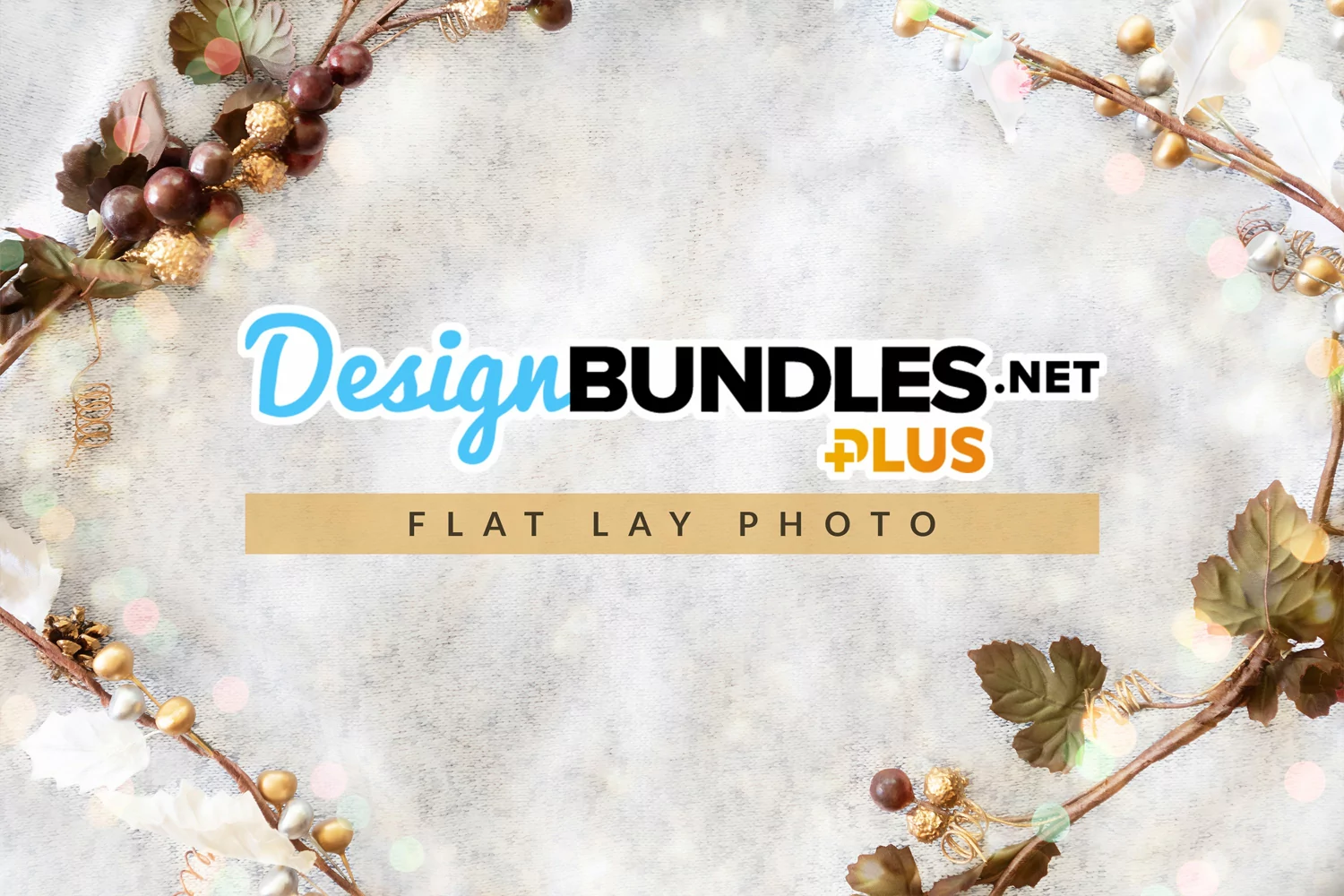 Gold Berry Stems Decor | Christmas Flat Lay Photo product image 1