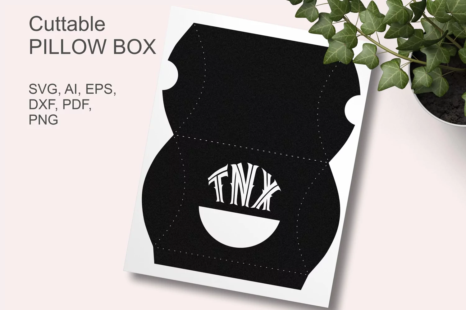 Vintage Style TNX Letters Window Pillow Box SVG Paper Cut