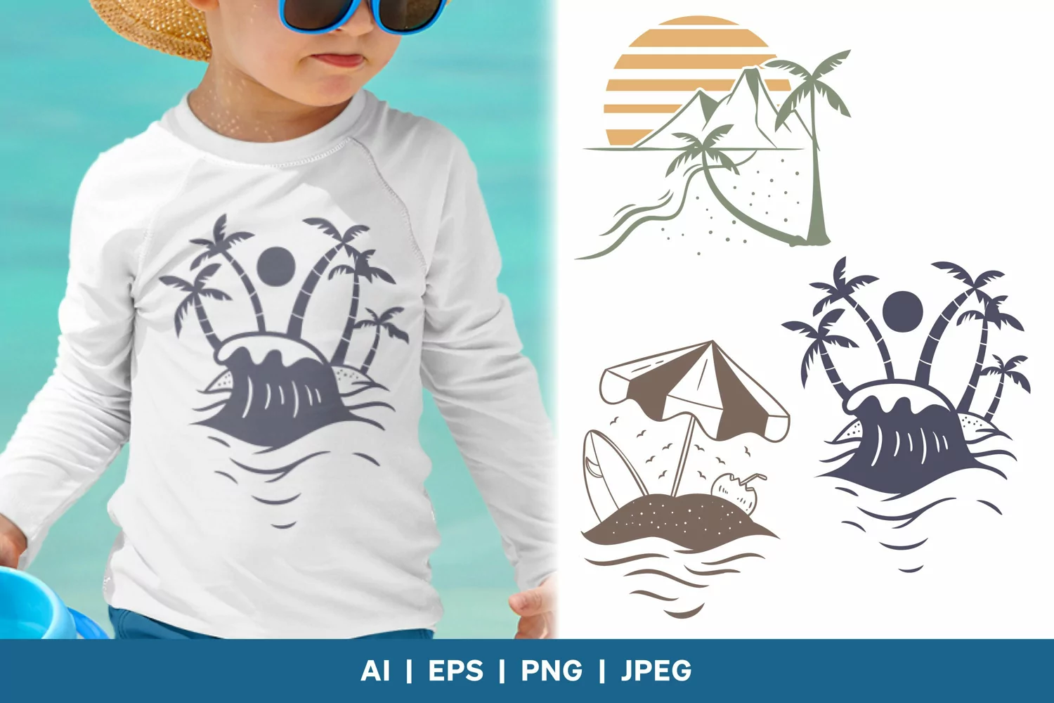 Vintage Seashore, Summer Vacation, Beach Sublimation Set product image 1