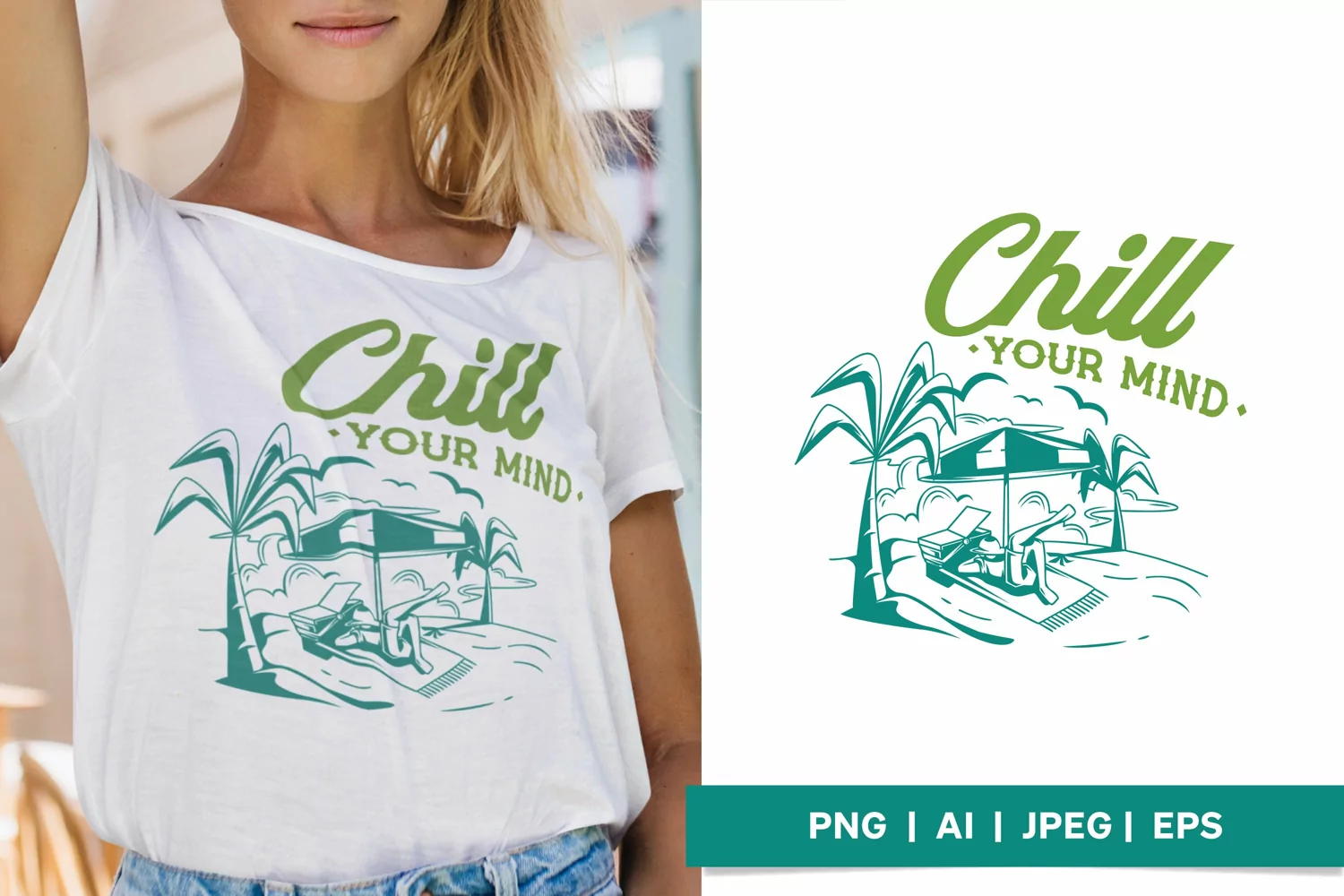 Chill Your Mind, Man Relaxing on the Beach for Sublimation product image 1