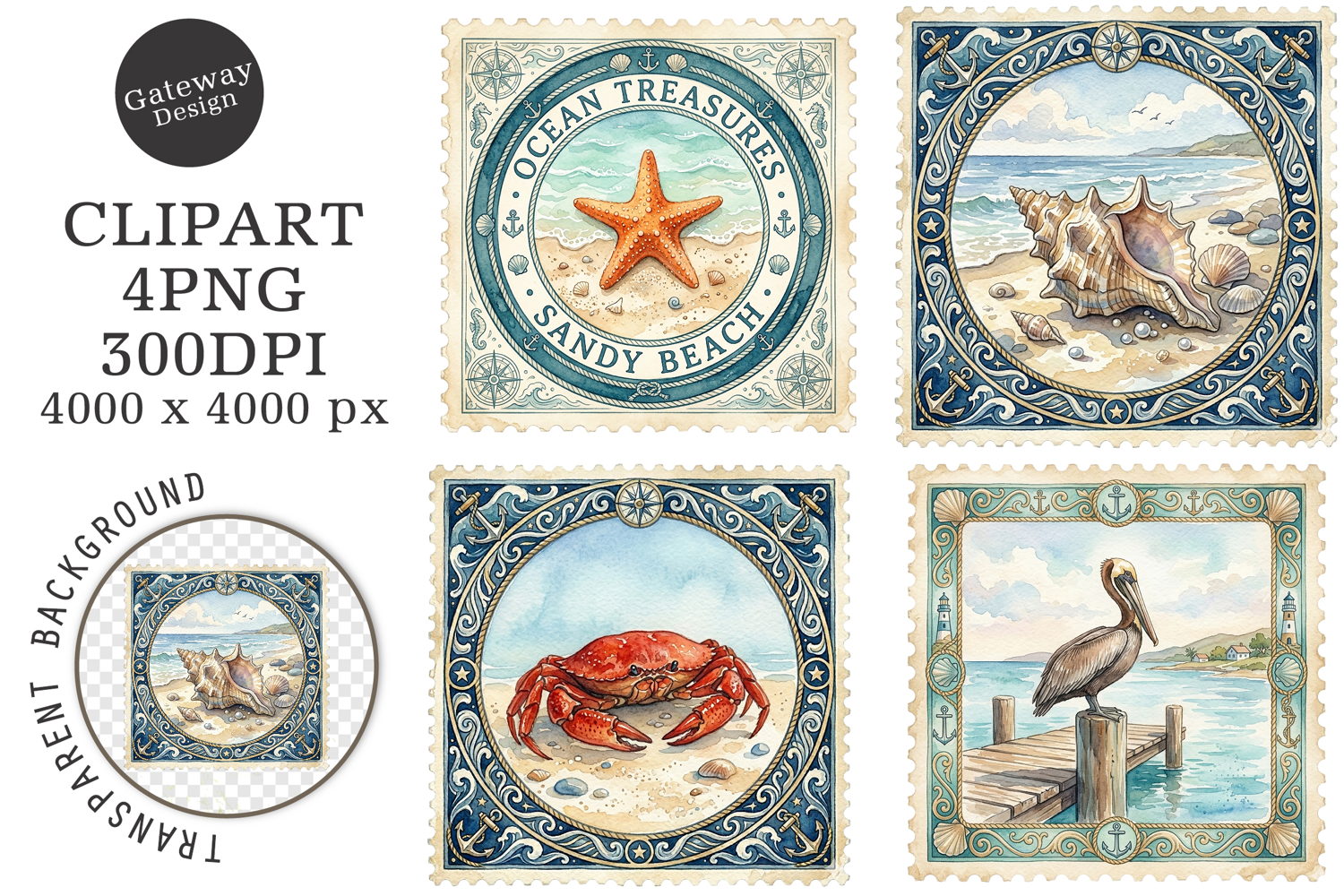 Vintage Summer Stamp PNG product image 1