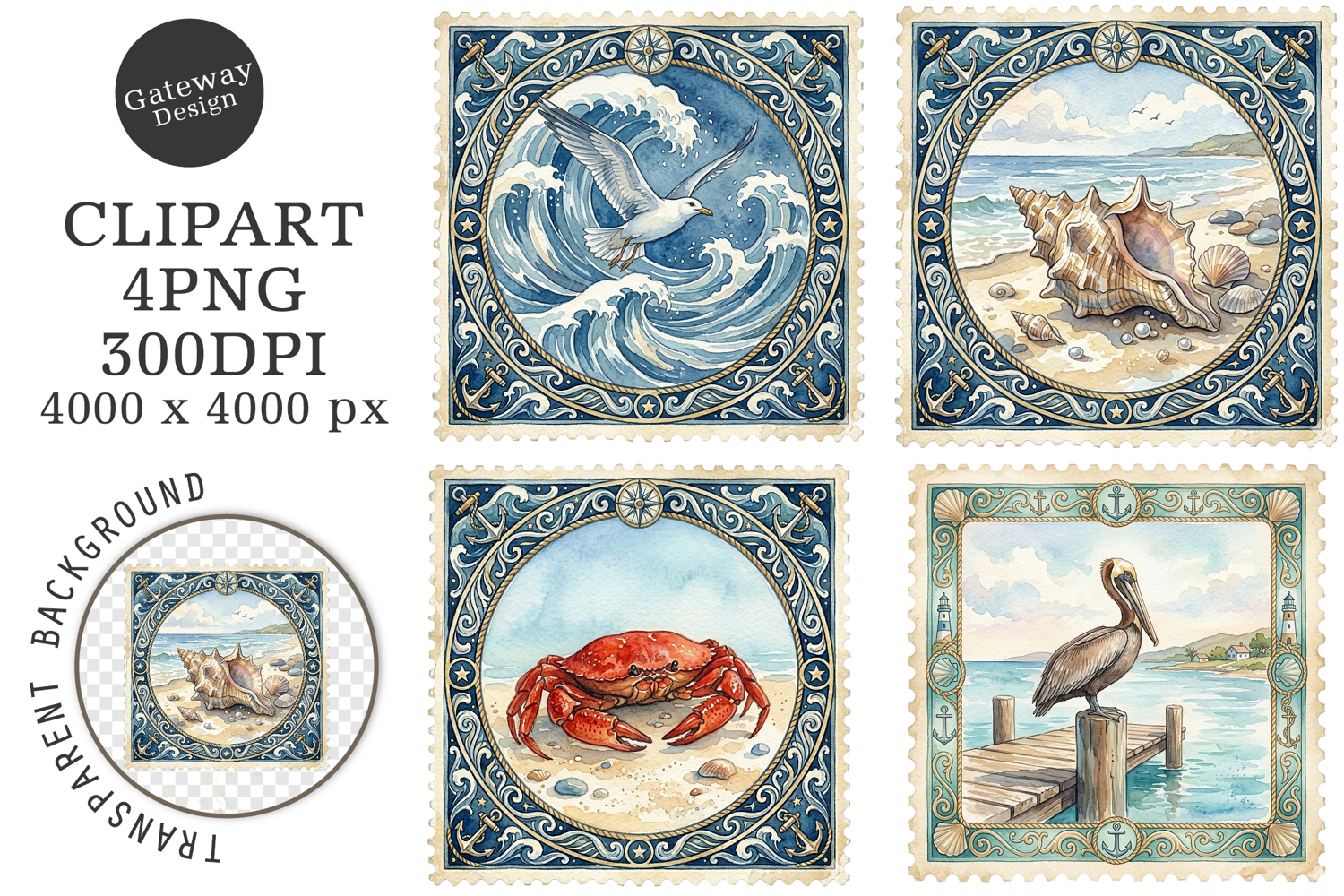 Vintage Summer Stamp PNG product image 1