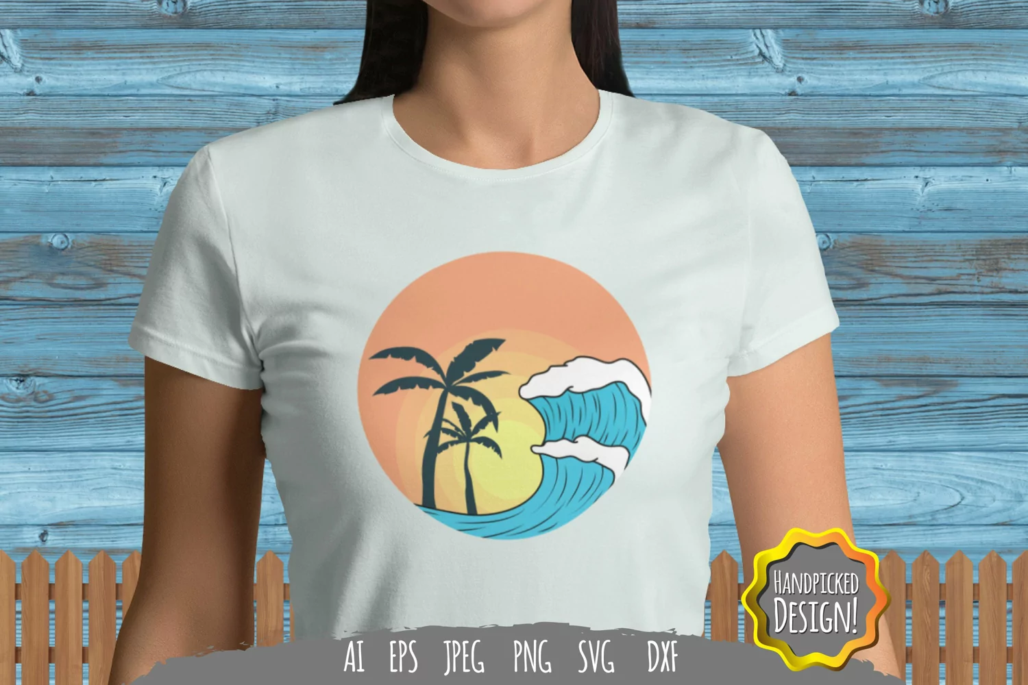Vintage Sunset Wave for T-Shirt Design product image 1