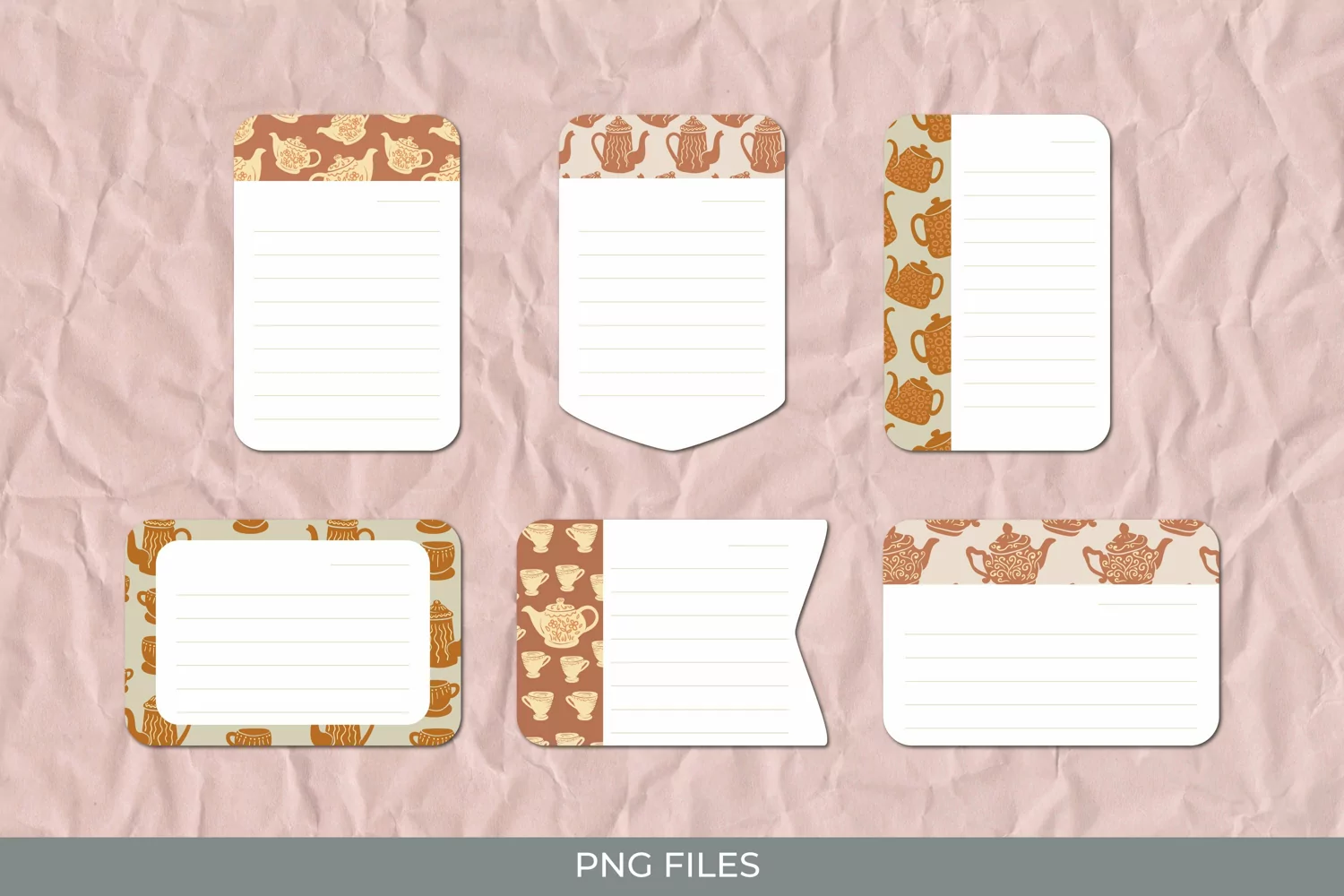 Vintage Tea Pot Seamless Pattern Shaped Journaling Page product image 1