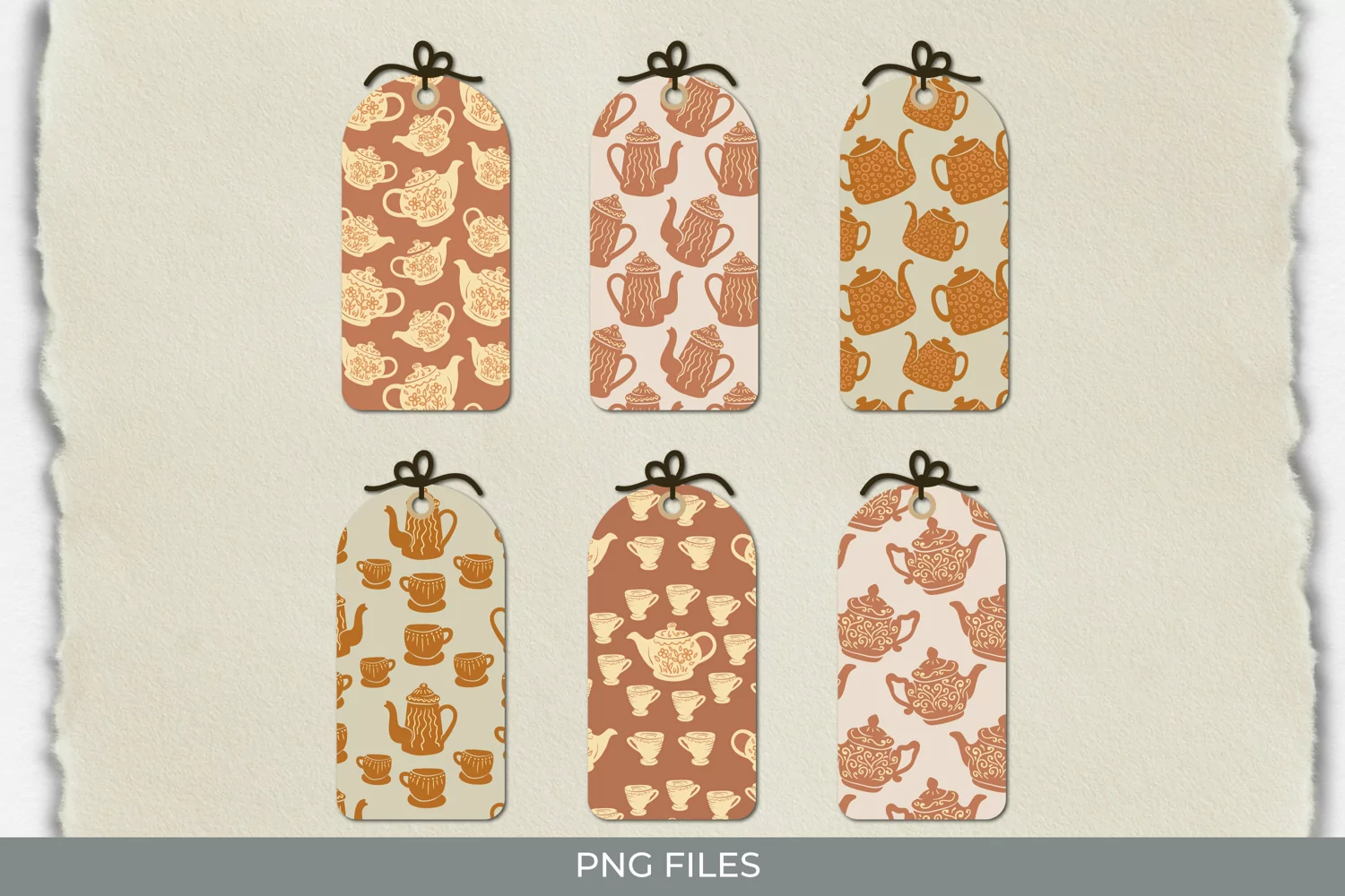 Vintage Tea Pot Seamless Pattern Shaped Tag product image 1