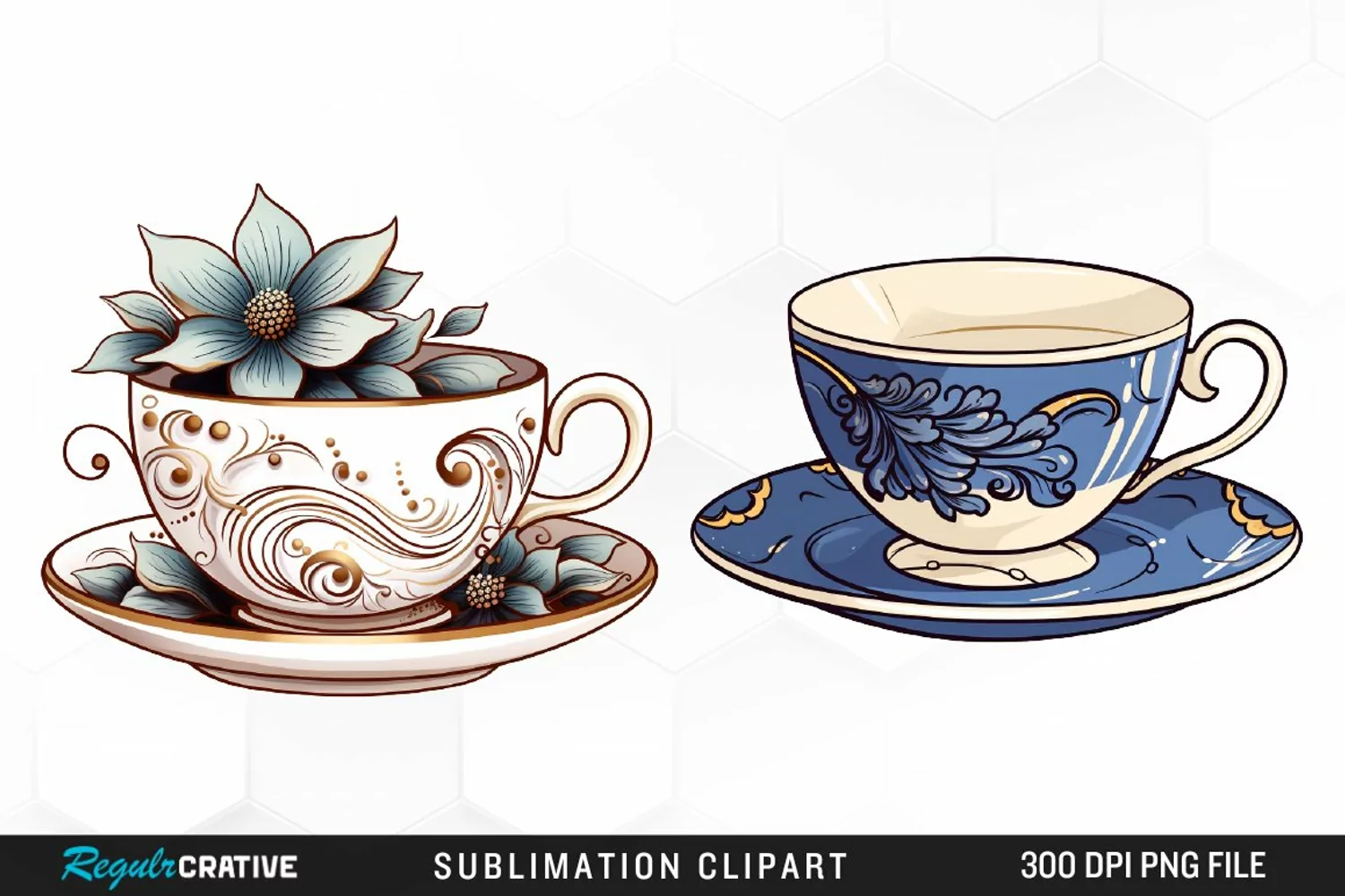 Vintage Tea Watercolor Clipart product image 1