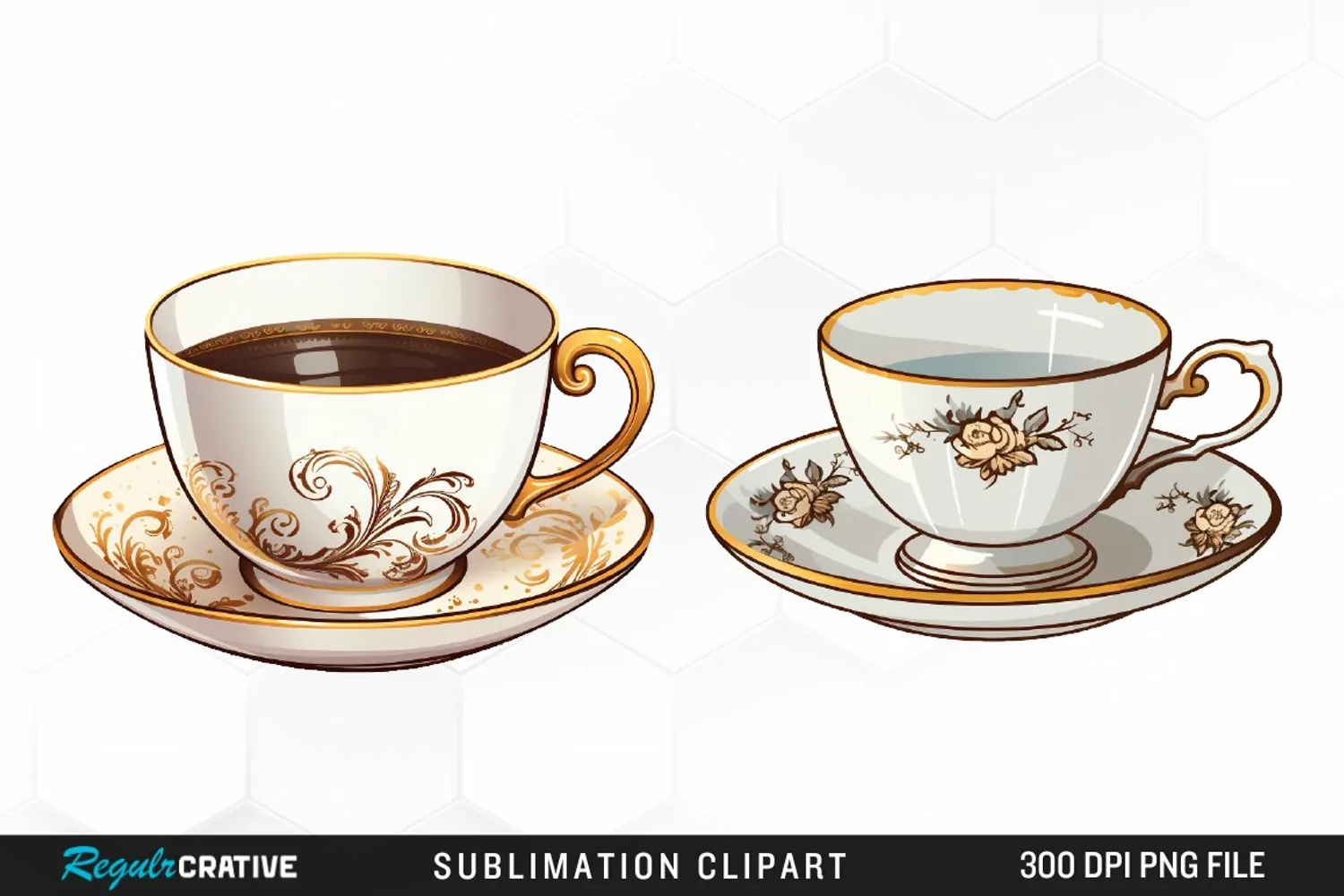 Vintage Tea Watercolor Clipart product image 1