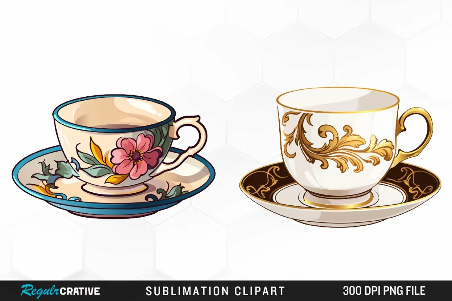 Vintage Tea Watercolor Clipart product image 1