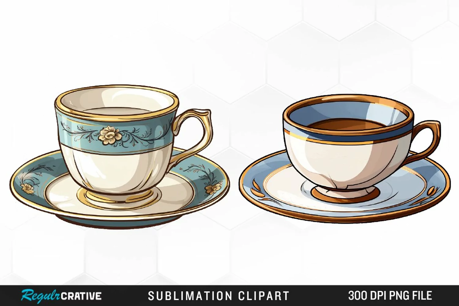 Vintage Tea Watercolor Clipart product image 1