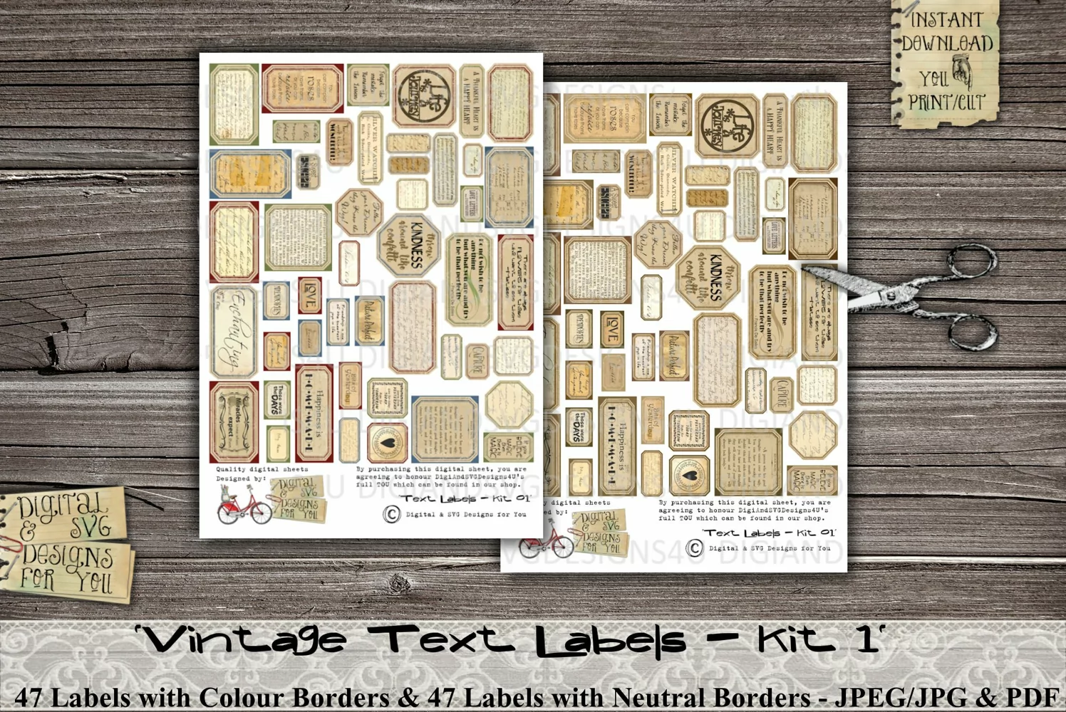 Vintage Text Labels | Text | Quotes | Phrases | Labels product image 1