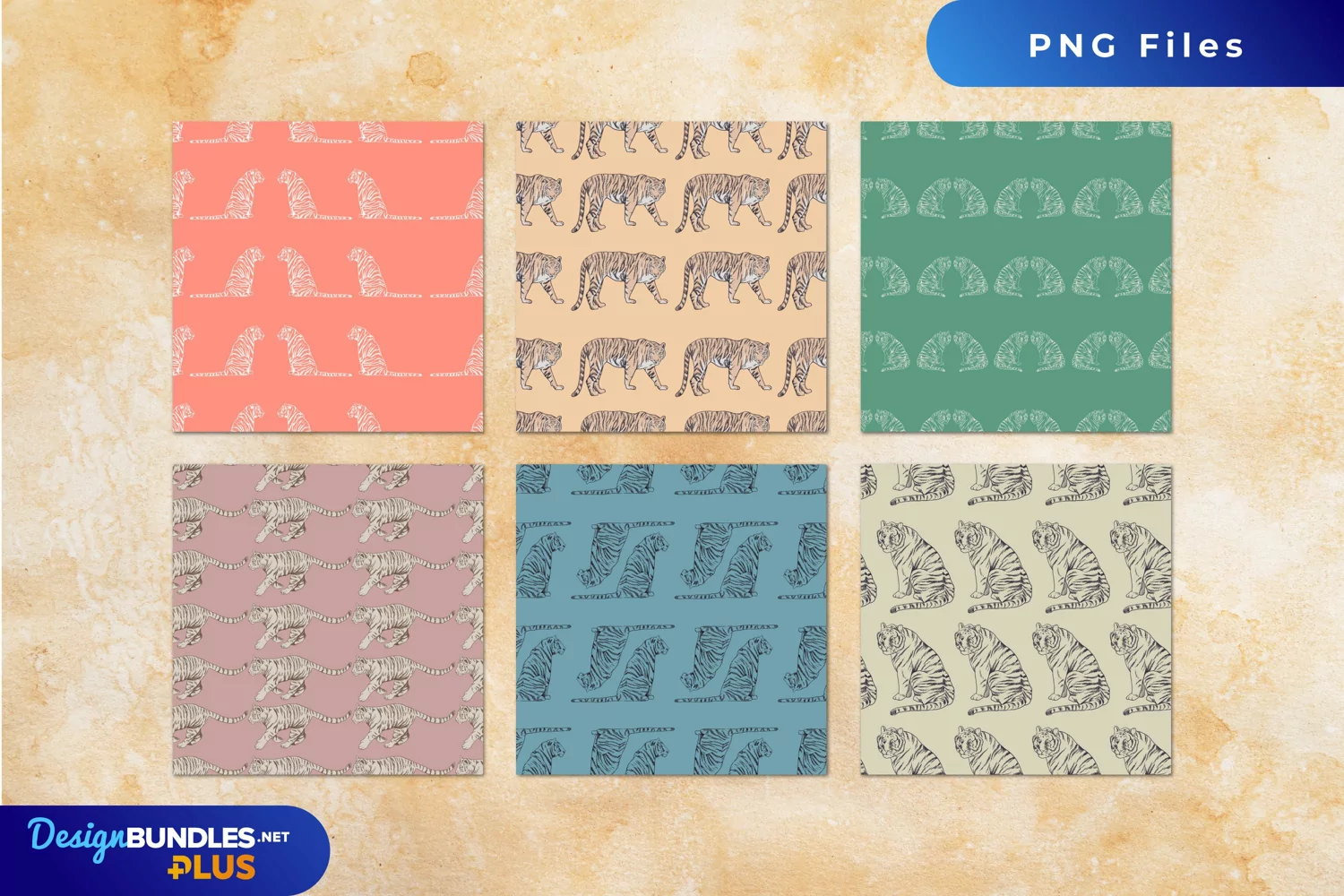Vintage Tiger Seamless Pattern Paper Packs product image 1