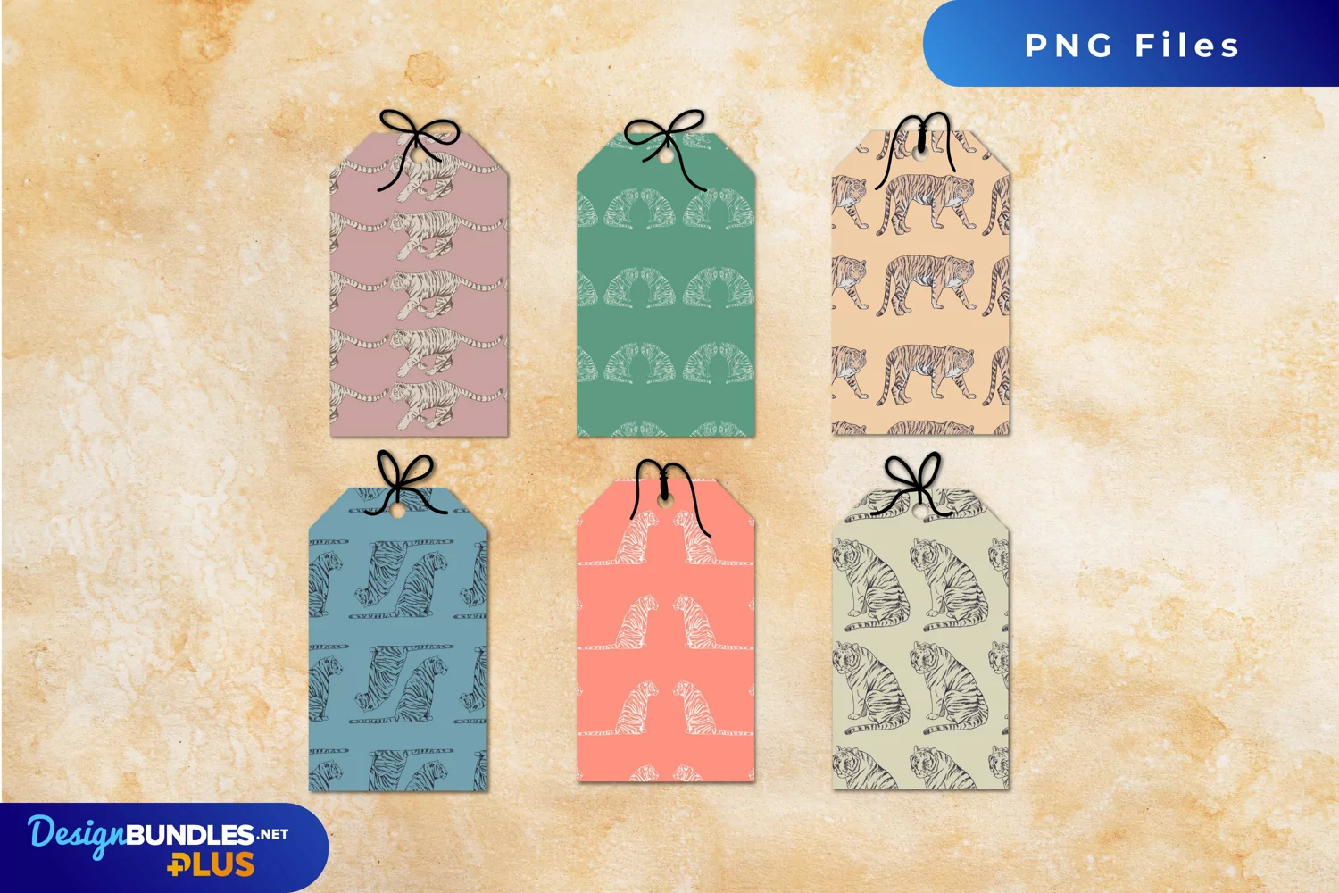 Vintage Tiger Seamless Pattern Shaped Tags product image 1