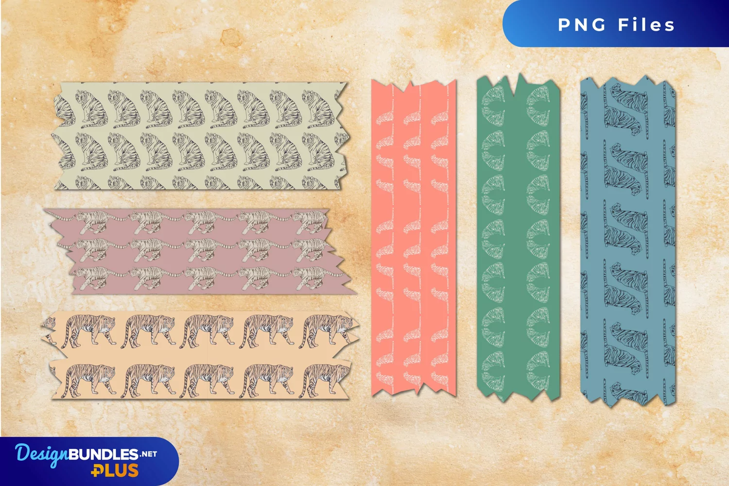 Vintage Tiger Seamless Pattern Tape product image 1