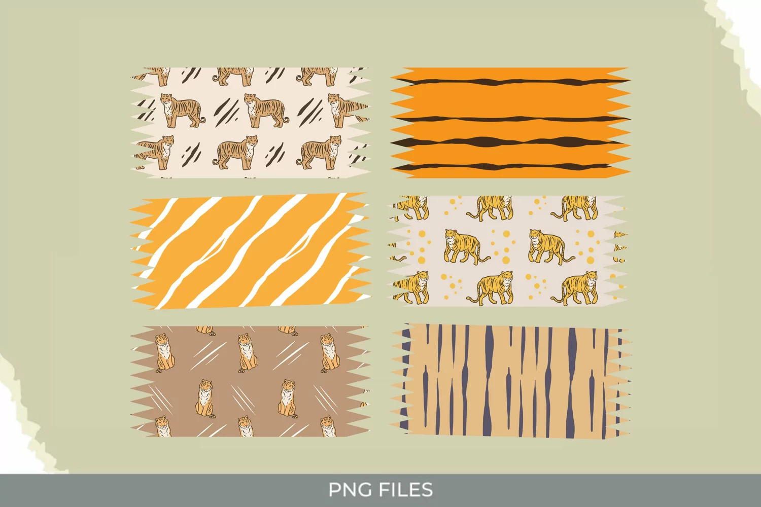 Vintage Tiger Seamless Pattern Tape product image 1