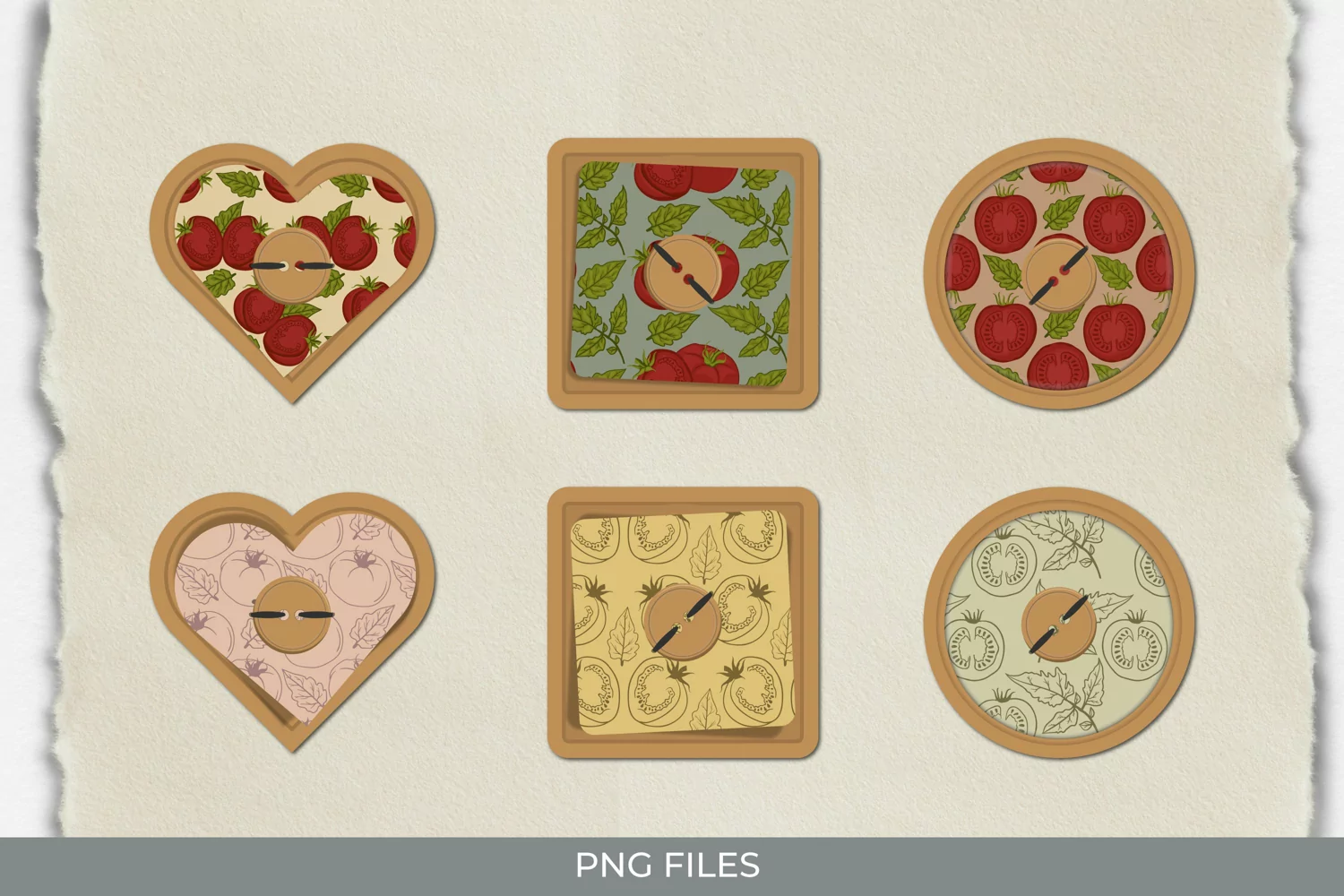 Vintage Tomatoes Seamless Pattern with Buttons product image 1