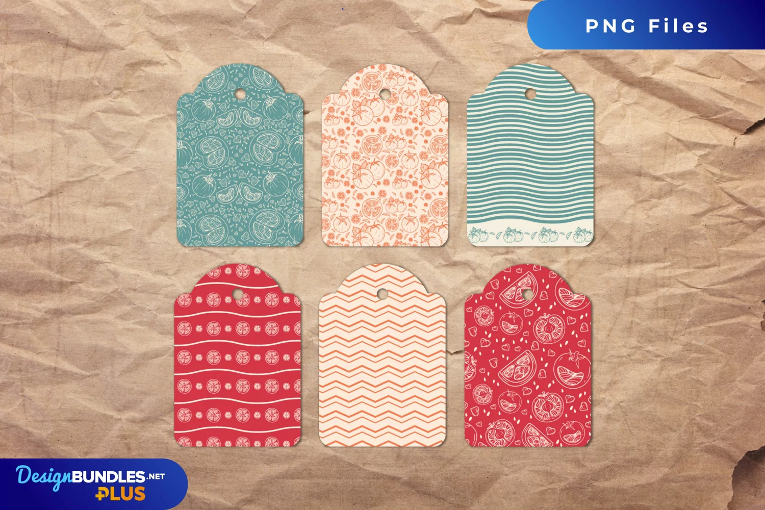 Vintage Tomatoes Seamless Pattern Shaped Tag product image 1