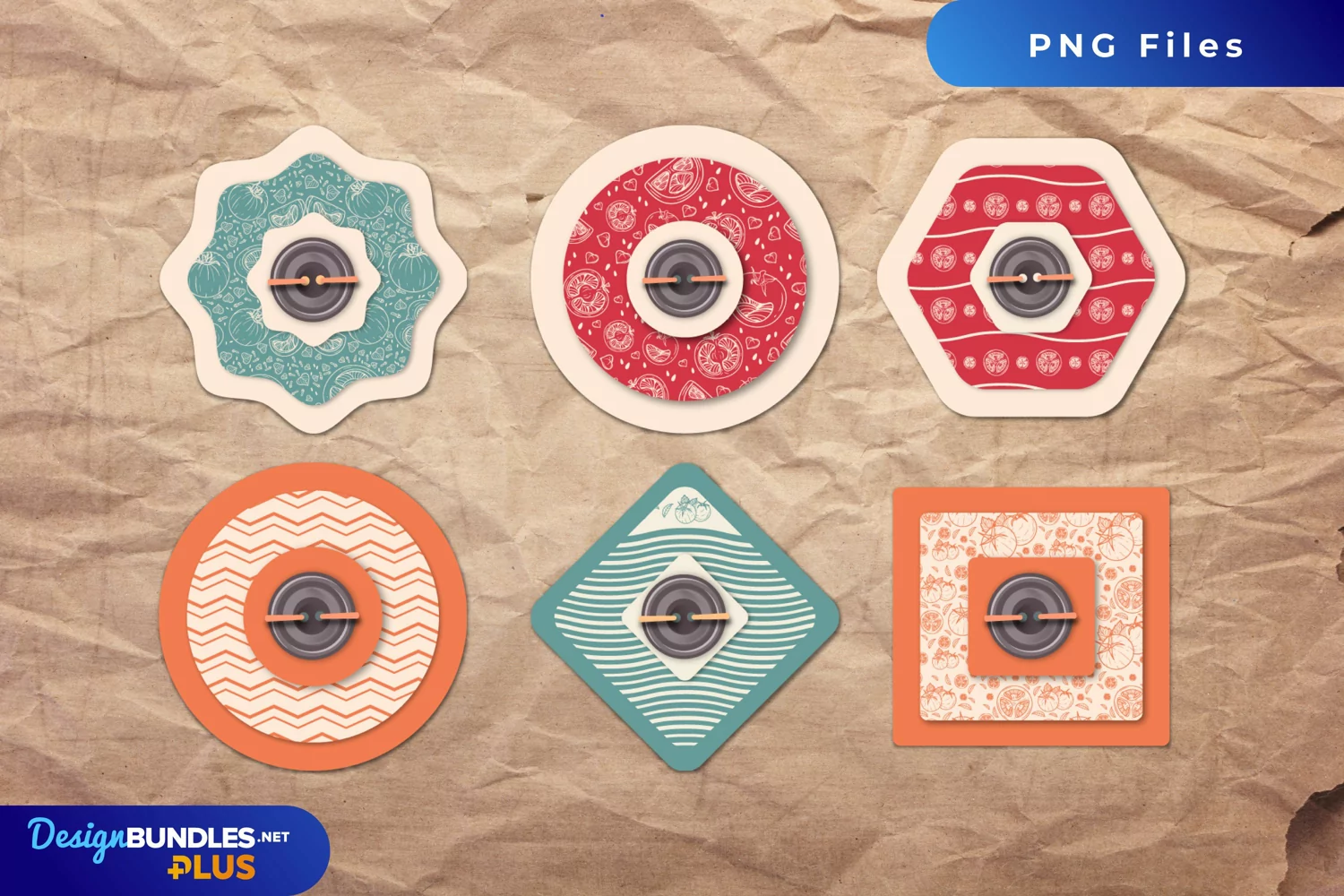 Vintage Tomatoes Seamless Pattern Button product image 1