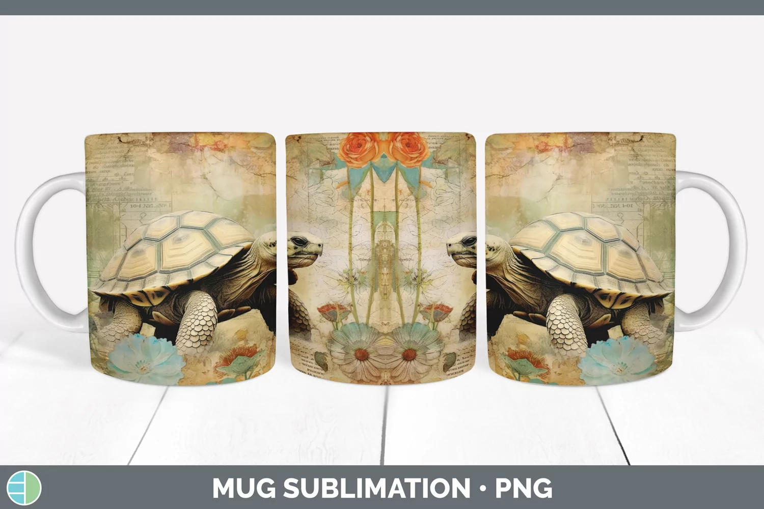 GorgeousDecoupage Tortoises Mug Wrap design.