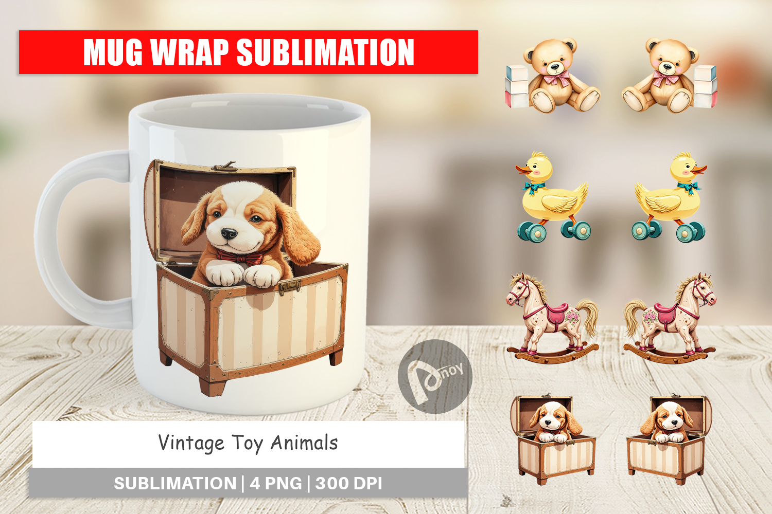 Mug Wrap Vintage Toy Animals product image 1