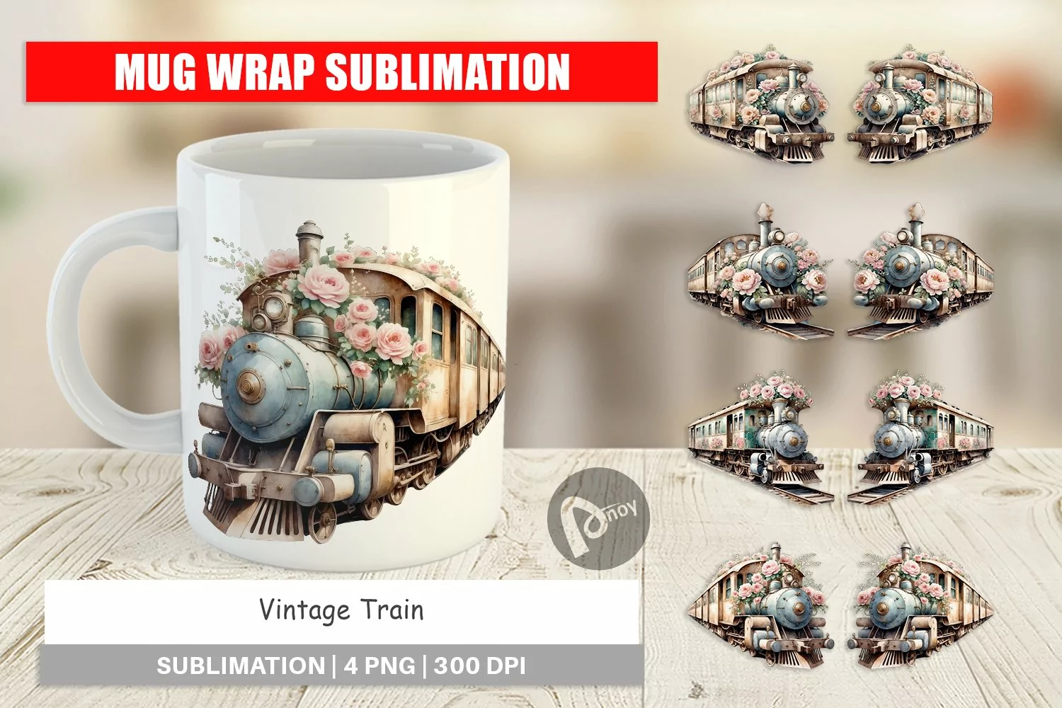 Mug Wrap Vintage Train product image 1