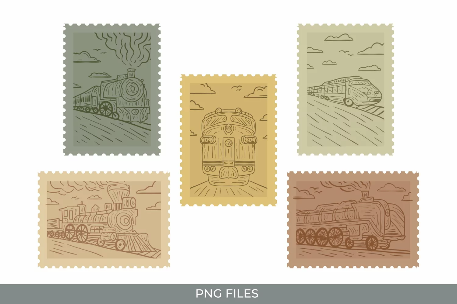 Vintage Train Postage for Scrapbook Clipart product image 1