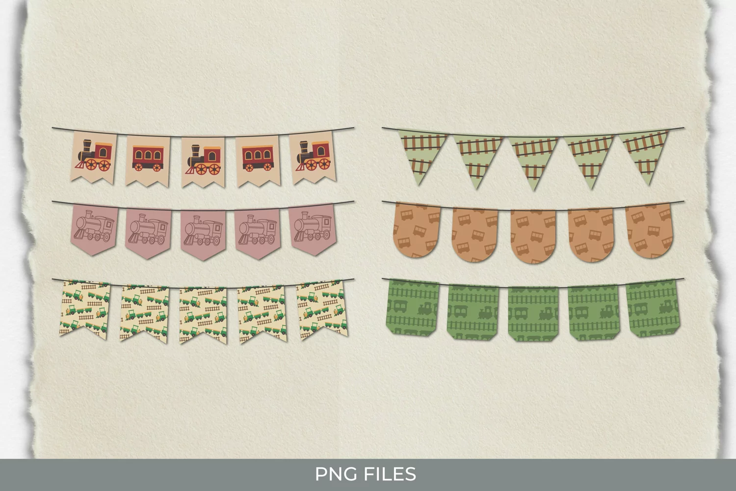 Vintage Train Seamless Pattern Bunting Banner Sets product image 1